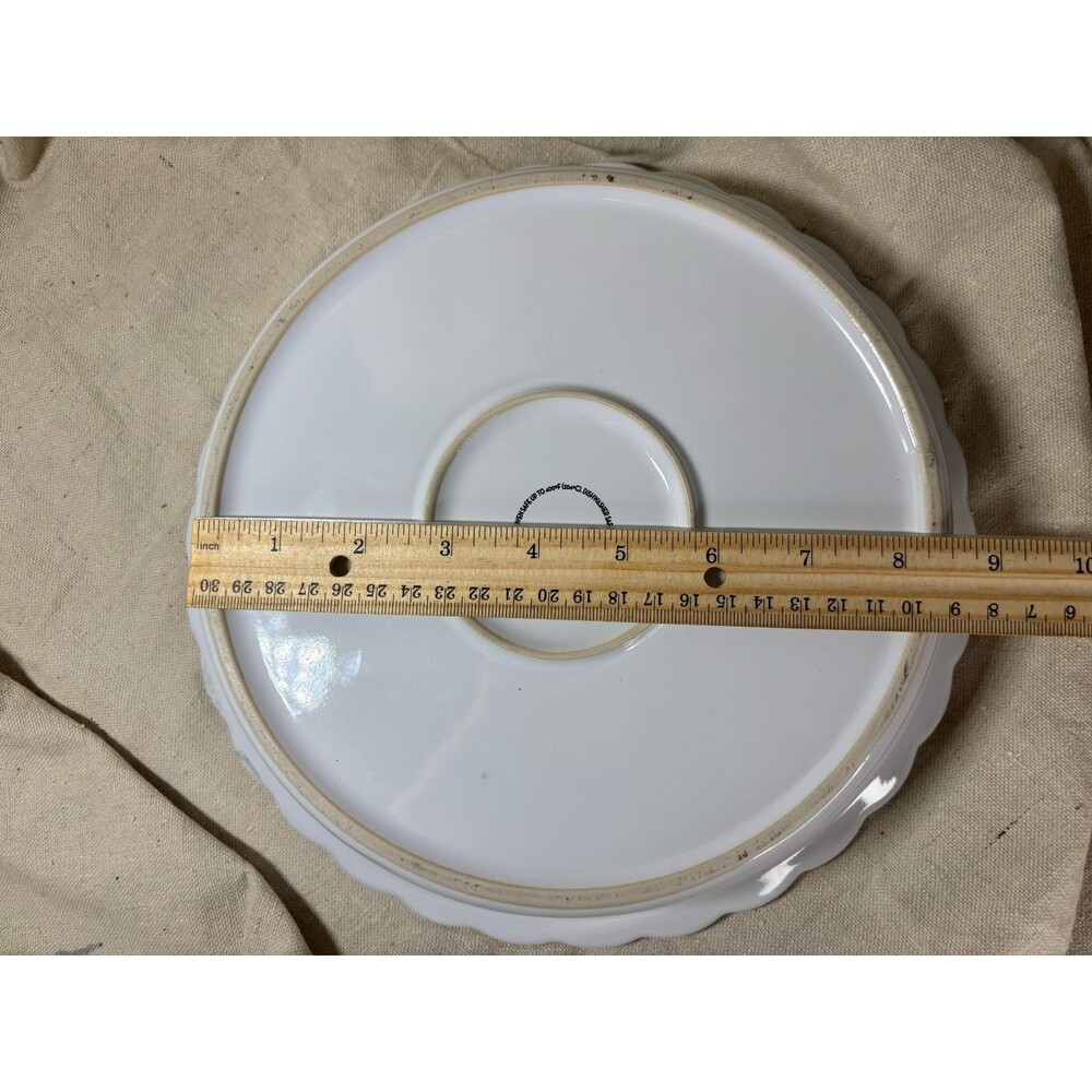 Lattice Pie Dish With Lid White Ceramic Modern Vintage Woven Look 694 - Picture 9 of 9